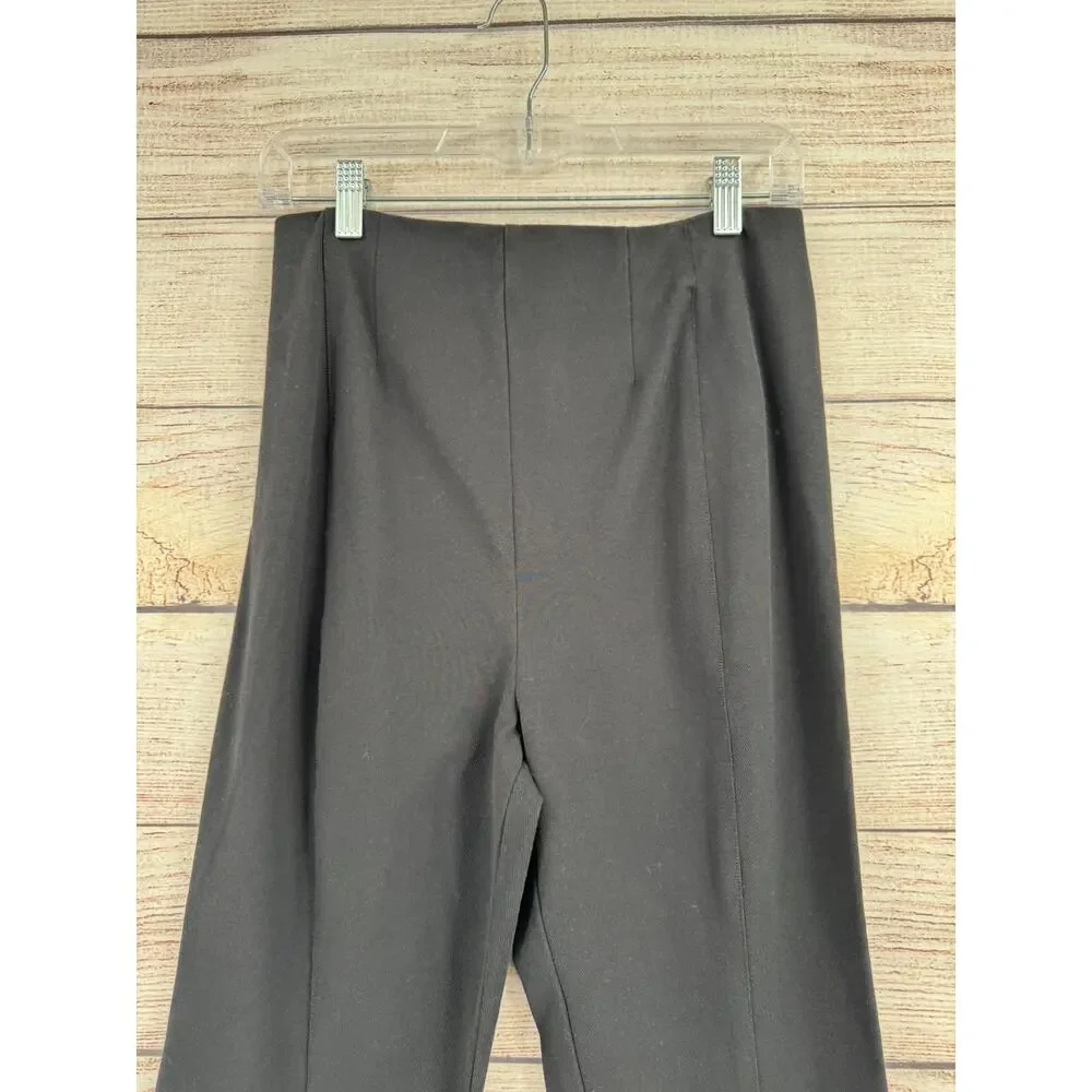 Free People Split‎ Hem Flare Pants Womens Small Black Ponte Knit Back Zip